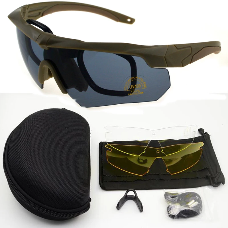 

Explosion-proof goggles with 3 lenses PC UV400 military shooting Glasses Army CS military Sunglasses Tactical Sun glasses
