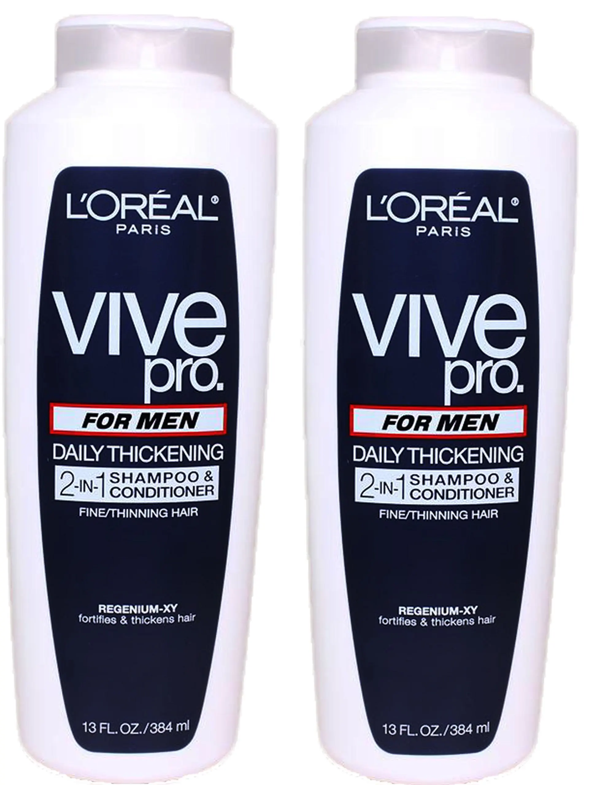 2 Bottle Multi-pack L'Oreal Vive Pro FOR MEN Daily Thickening 2 in 1 Shampoo & Conditioner for Fine / Thinning Hair 13 FL. OZ.