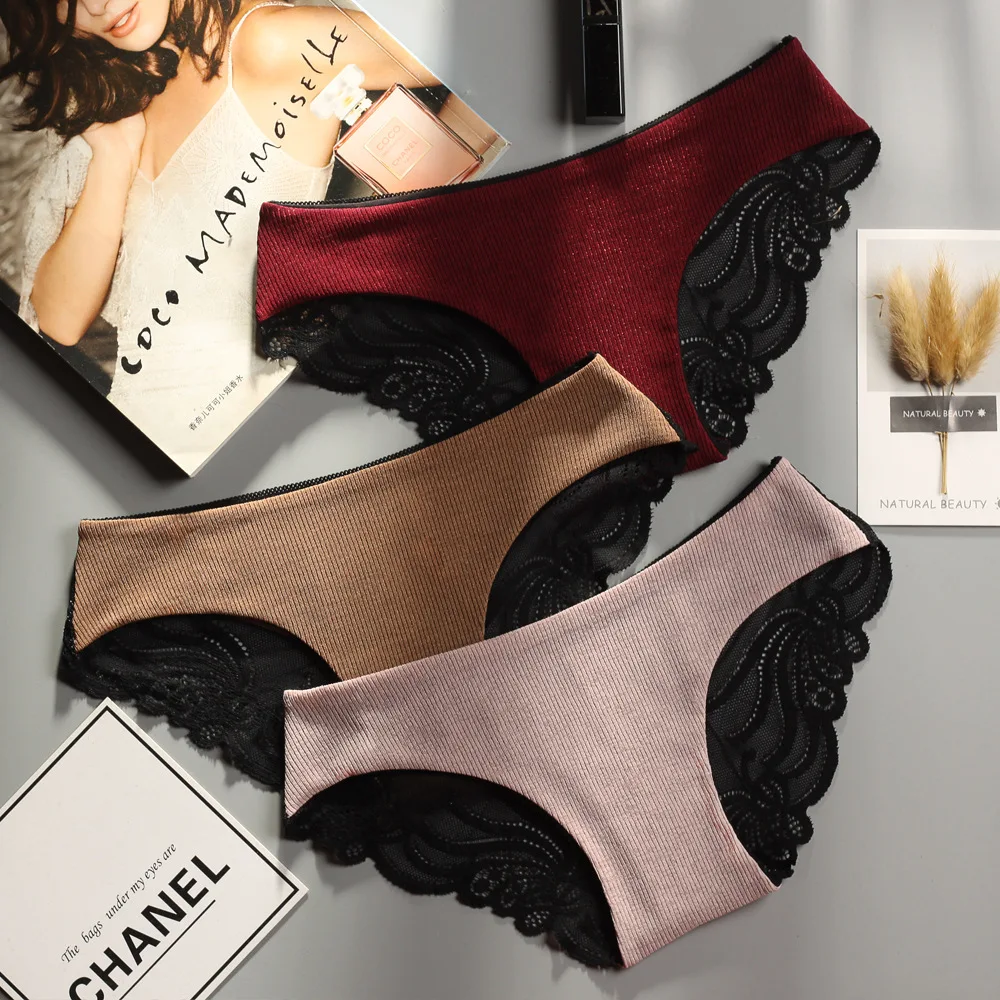 

White/Blue triangle bow lovely style women underwear panties cotton, N/a