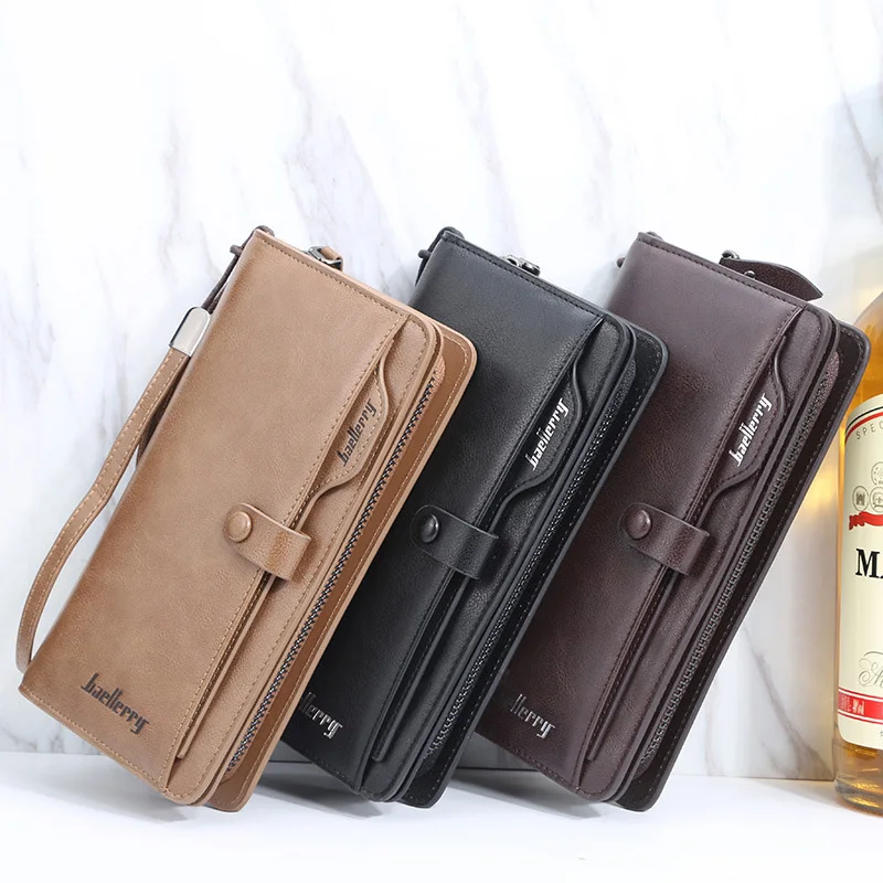 

Wholesale Baellerry Long Men Vintage Business Style Phone Holder Wallet