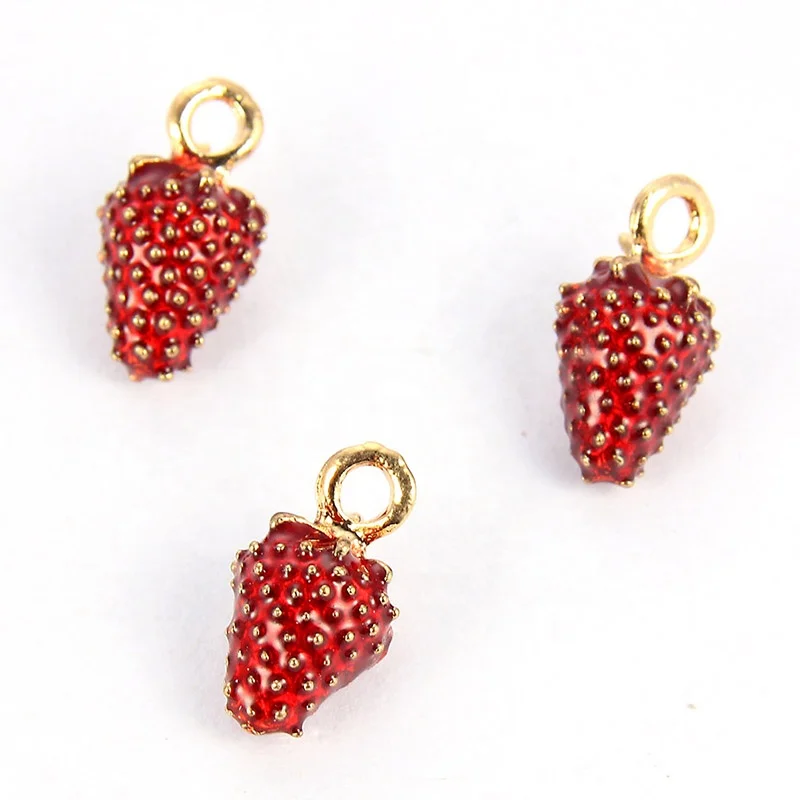 

Red Strawberry Enamel Charm Pendant DIY Korean Bracelet Earrings Jewelry Bracelet Earrings Accessories