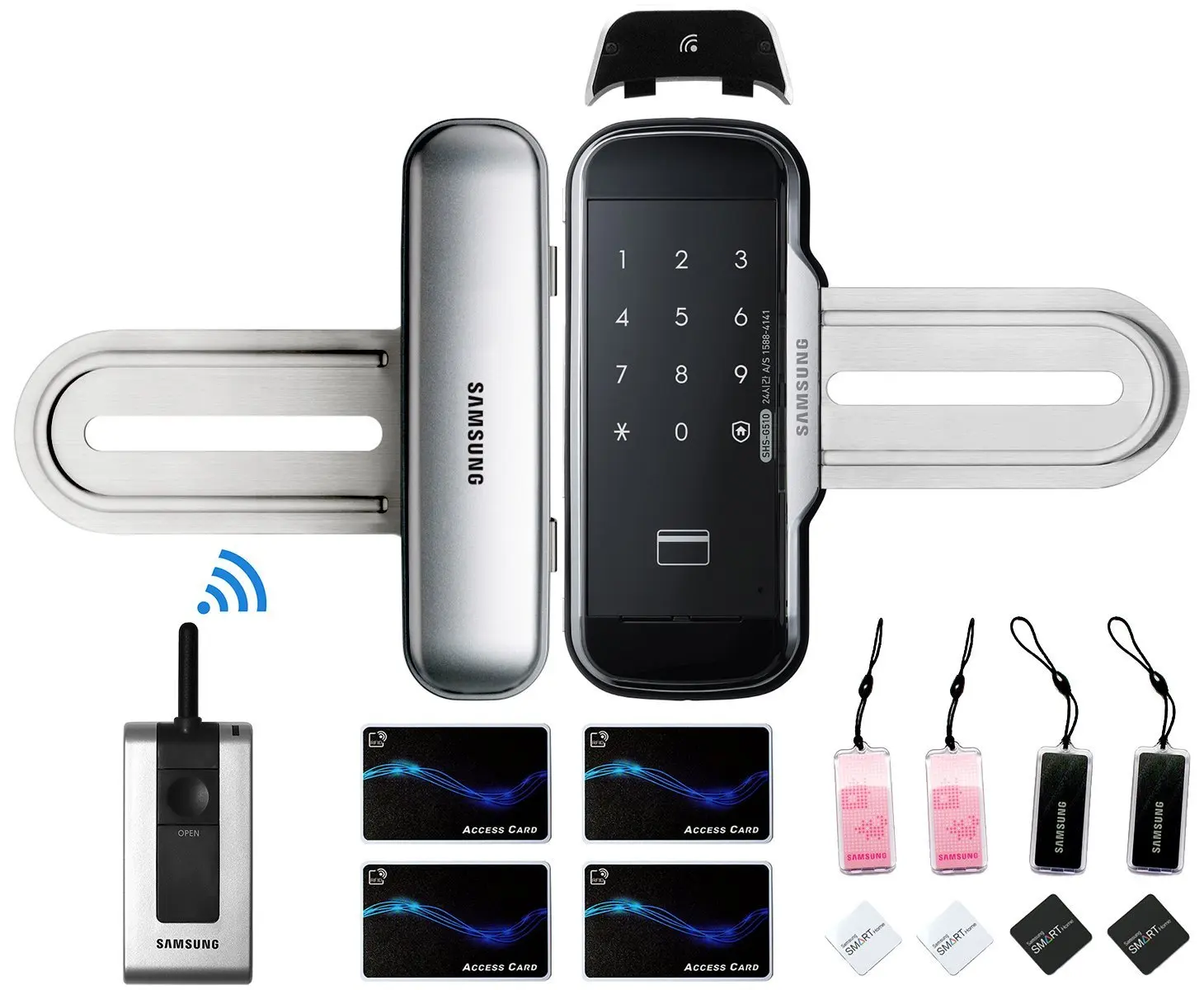 2pcs Of Key Tags Samsung Shs G510 Digital Door Lock Keyless Samsung Shs G510 Smart Glass Lock For Double Door Remote Control Set 12