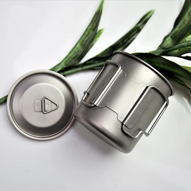 Titanium Cups Folding Handle Titanium Mug 420ml Camping Hiking Titanium
