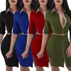 80301-MX18 Women daily wear belt high waist office dress shirt pictures office dress for ladies