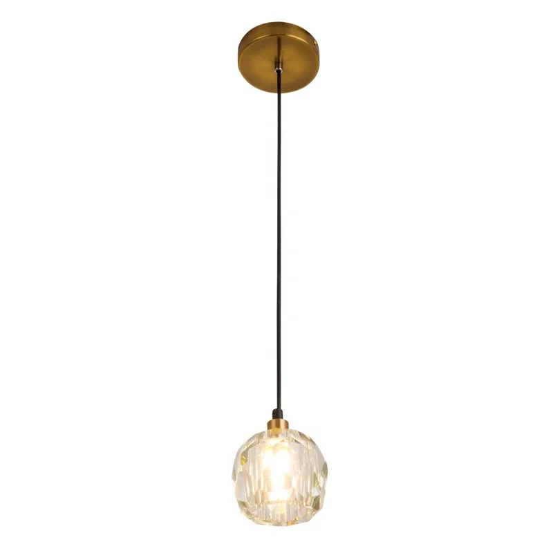 

Simig lighting modern crystal glass lamp shade warm light minimalist decor Led chandelier pendant lamp for home hotel, Golden