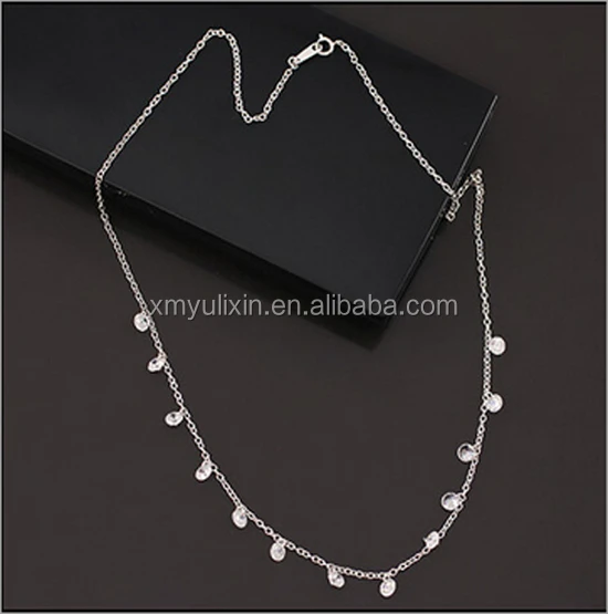 

Popular 925 silver necklace with 13pcs crystals, Silver/golded