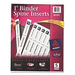 Avery - 4 Pack - Custom Binder Spine Inserts 1" Spine Width 8 Inserts/Sheet 5 Sheets/Pack "Product Category: Binders & Binding Systems/Binder Accessories"