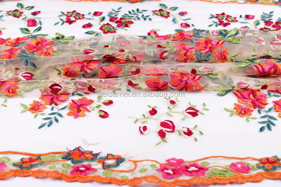 Mesh Embroidered Lace Fabric