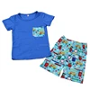 USA back to school pencil,note book,clock ,yellow school bus pattern sets unisex baby outfits