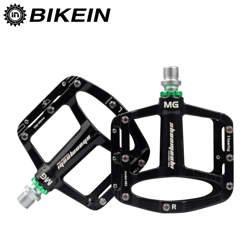 

BIKEIN Mountain Bike Magnesium Alloy MTB Pedals 3 Bearing Pedal BMX Bicycle Flat Pedals MTB Cycling Bike Accessories 295g, Black