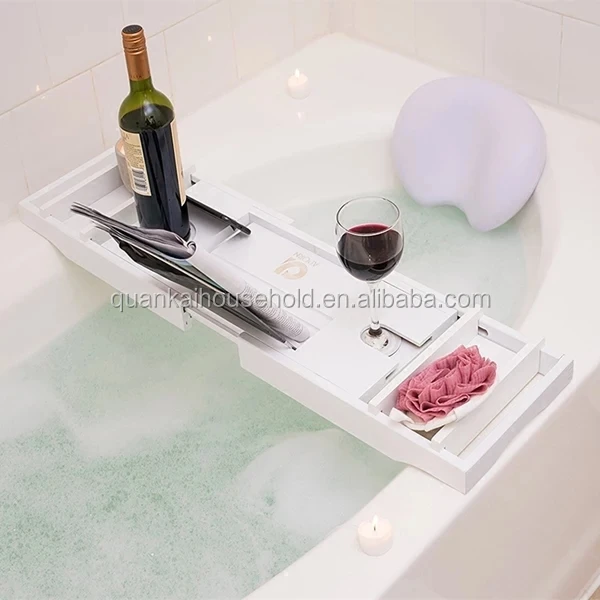 100 Natural Bamboo Bathtub Caddy Tray With Bath Pillow Buy Natural