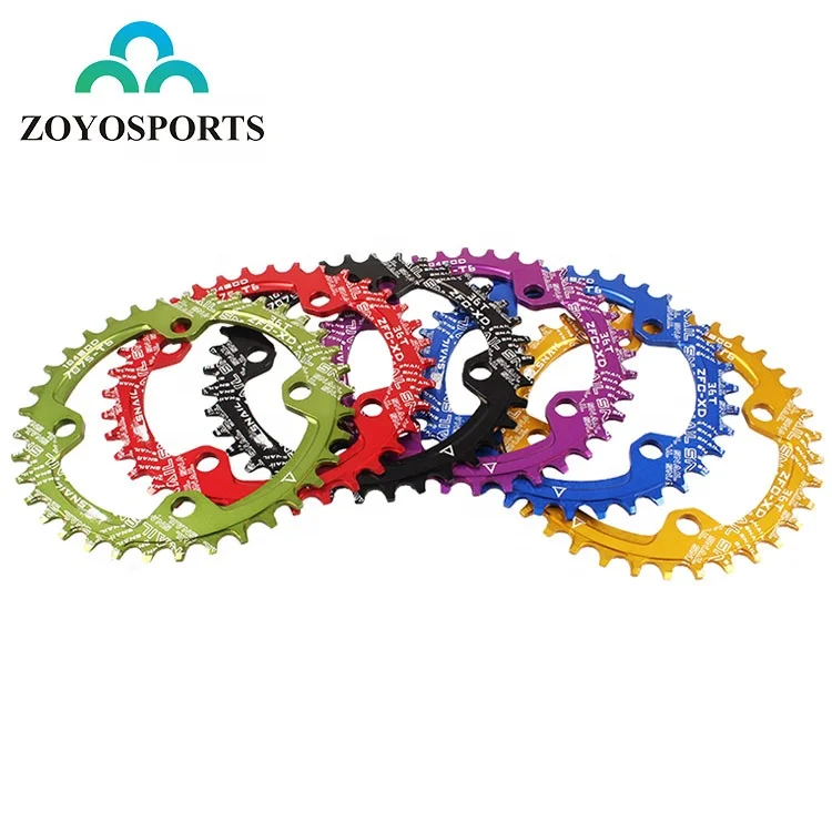 

ZOYOSPORTS 104BCD Round Oval Shape Narrow Wide Bicycle Crank 32,34,36,38T MTB Chain Ring Chainwheel Bike Crankset Single Plate, Black,red,blue,gold,purple or customer's request