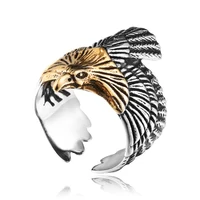 

Yiwu Factory Price Gold Plated Eagle Wing Shaped Stainless Steel Rings For Men