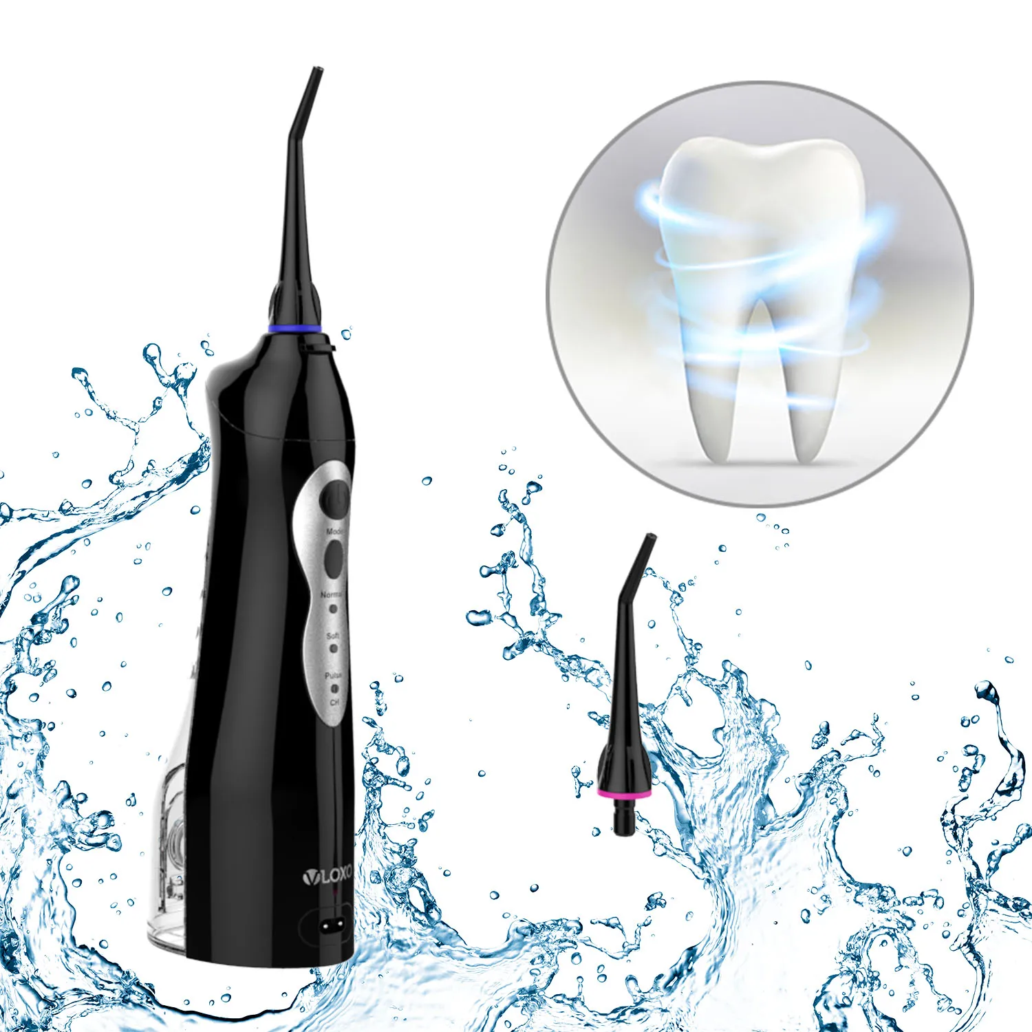 

Dental SPA Water Cleaner Tooth Floss Cleaning Handle Control Oral Irrigator, Black