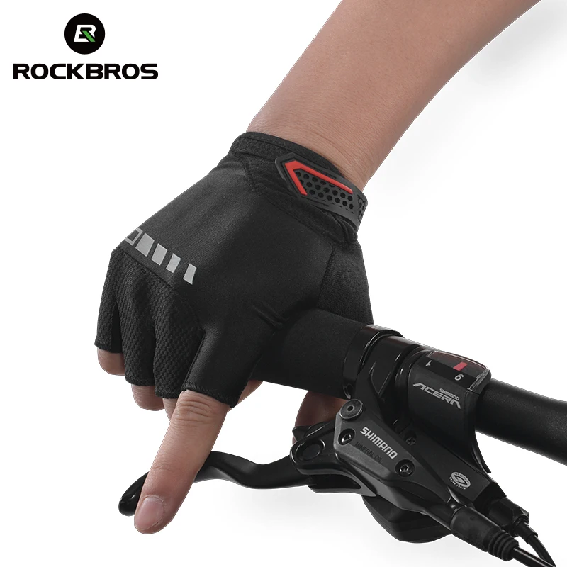 
ROCKBROS Cycling Gloves with Silicone Gel Thickened Pad SBR Shockproof Anti-slip Sports Gloves 