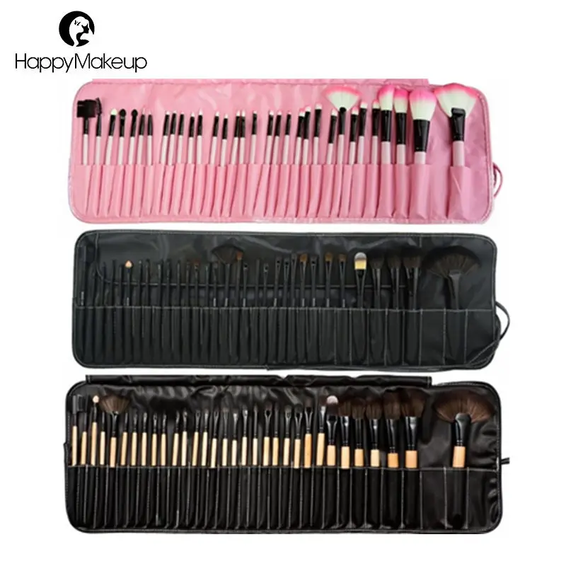 

Lowest wholesales price 32pcs Professional makeup brush set kit synthetic hair black wood color for option, Optional