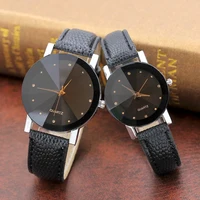 

New Design Crystal Lovers Wrist Watches Women Men Casual Analog Clock Simple Dial Fashion Couple Leather Quartz Watch Cheap