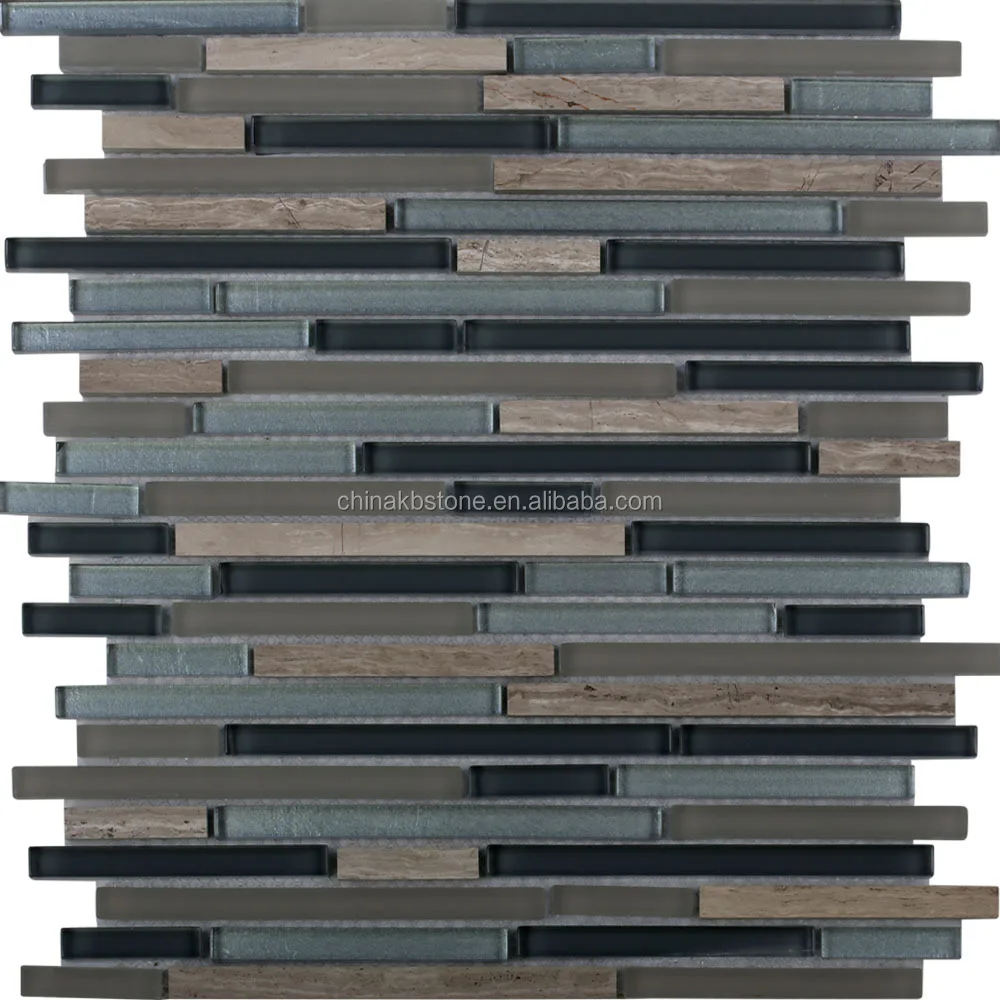 3D irregular glass mosaic black kitchen tile backsplash