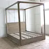 Platform double slatted canopy frame queen king size modern bed