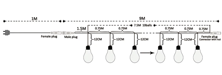 Holiday Lighting 10m Light Chain with Globe Bulbs Outdoor LED String Lights.jpg