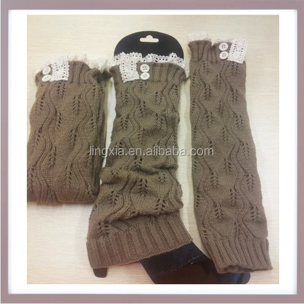 
Acrylic Knee High Women Open Knit Leg Warmers Crochet Lace Adult LegWarmers, Women Knitted Button Wholesale Lace Leg Warmers 