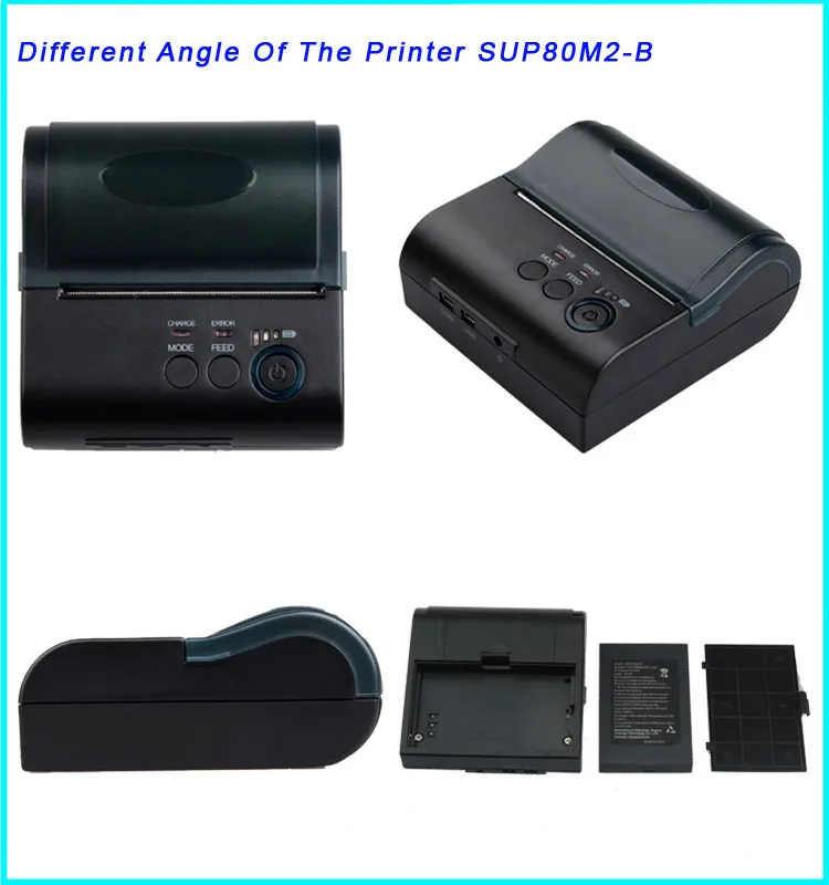 1-80M2 Different Angle of bluetooth printer, mobile printer, ticket printer,receipt printer, mini ticket pritner, wireless printer, pos pirnter,thermal bluetooth printer factory