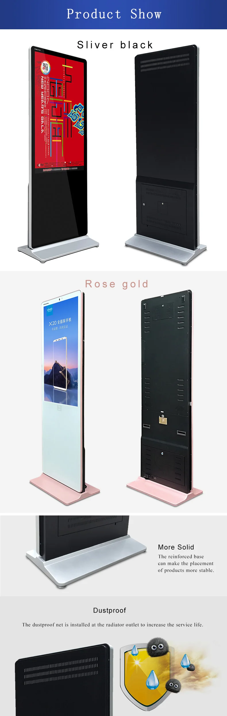 Ultra HD advertising machine 4k digital signage player 55'' wholesale