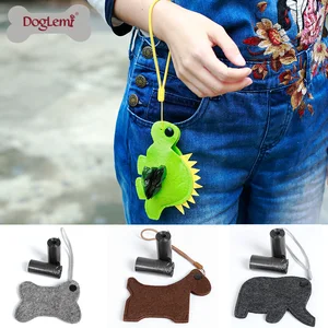 Image of Cute Felt Animal Design Dog Poop Bag Dispenser Wholesale Dog Poo Pet Waster Bag Dispenser
