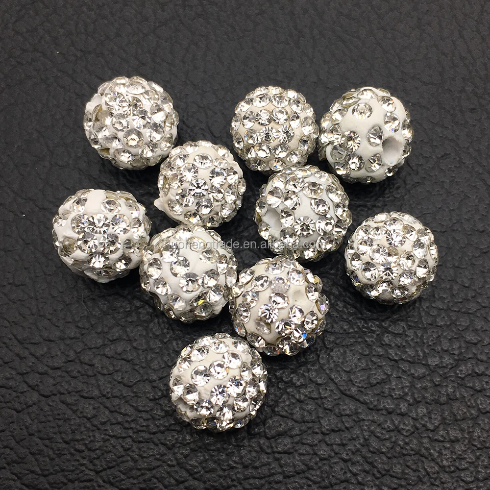 

6 Rows White Crystal Quality Wholesale Micro Pave Disco Crystal Ball Beads Bracelet Spacer