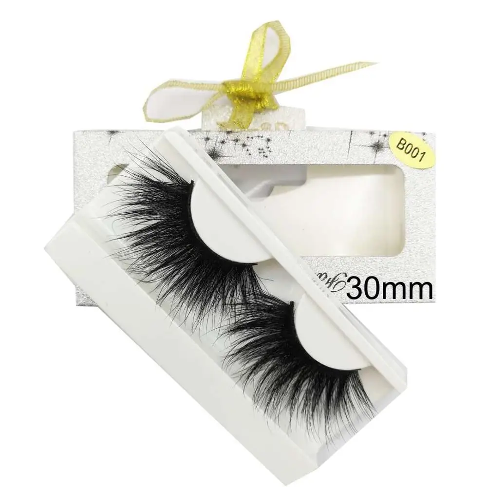 

New Arrival Gifted Box Packaging 30mm super long 5D Mink Eyelashes, Natural black