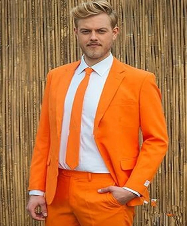 

Orange Groom Tuxedos Notch Lapel Men Wedding Tuxedo Fashion Men Jacket Blazer Men Prom Dinner Suit Custom Made(Jacket+Pants+Tie), White black