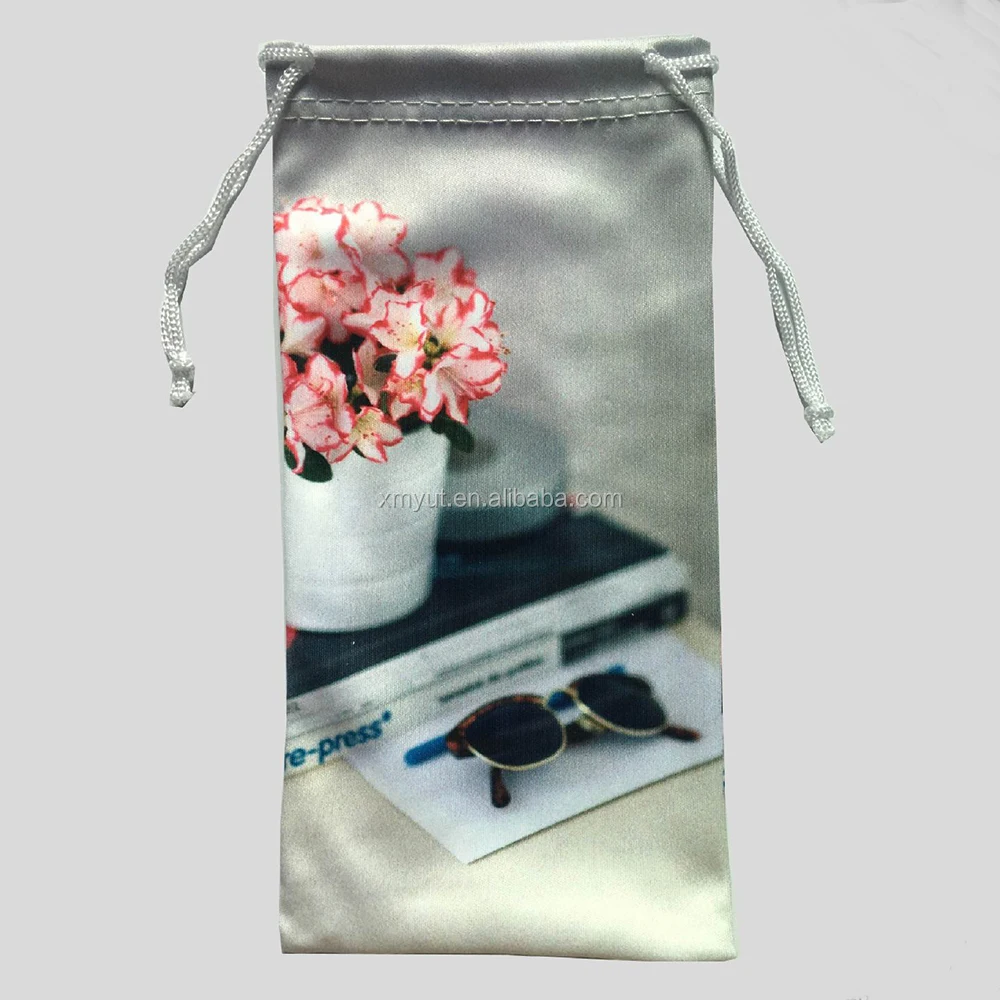 Custom Printed Microfiber Glasses Cloth Bag Fashionable Drawstring Packaging Pouch with Logo for Sunglasses and Accessories