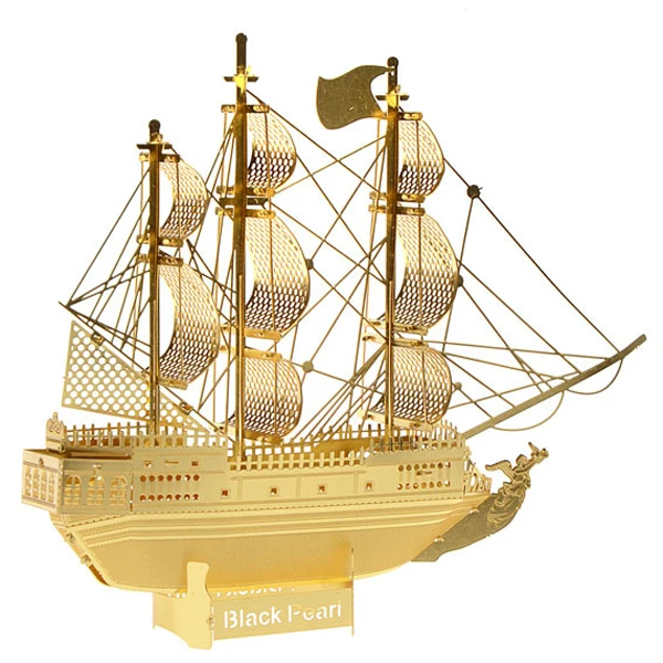 

Educational Toys Golden The Black Pearl Metal Works Diy 3D Laser Cut Models Puzzle Magnetic 3d Jigsaw Puzzles, Silver