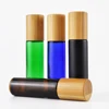 black amber brown blue aolored roller bottle 10ml with bamboo lid for glass roller