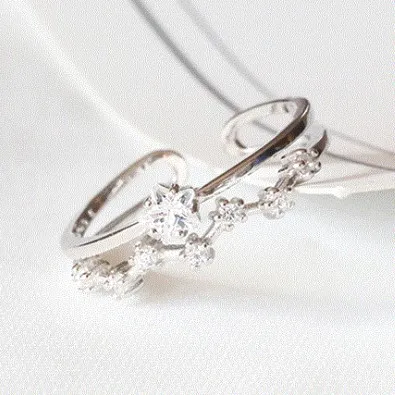 

[Meteor Crown] S925 Silver Ring Zircon Water Drill Forefinger Ring