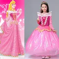 Sleeping Beauty Aurora dress free crown wand Princess Costume Dresses for girl Kid fancy party dress