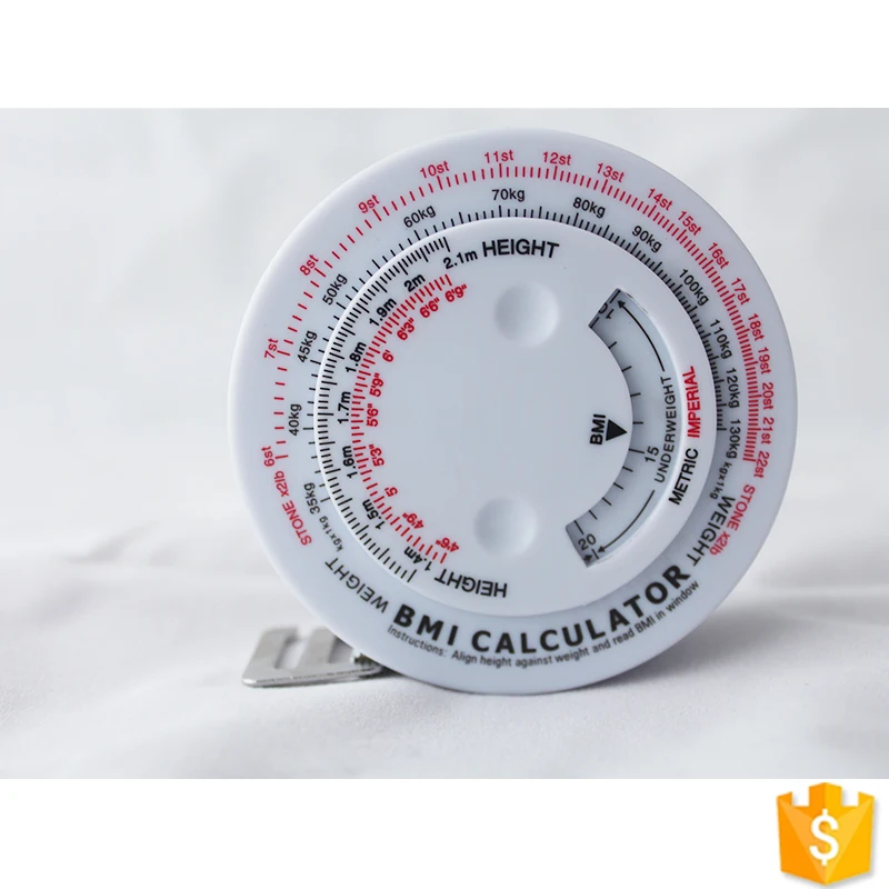 

2019 ZHUOYU BMI Tape Body Mass Measuring Retractable Measure Diet Health Calculator - Black White, Standard white . oem available