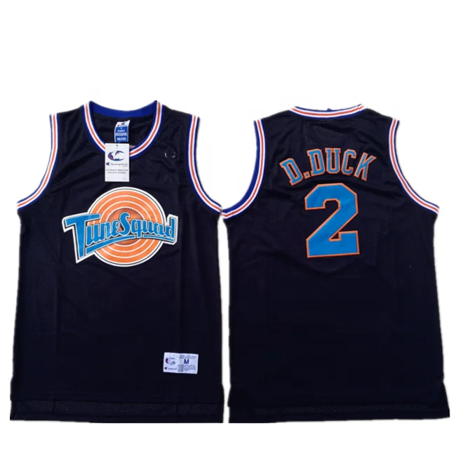 

Free shipping Custom Design Basketball Jersey Daffy Duck Space Jam #2 Tune Squad Movie T-Shirts Black color, Customized colors