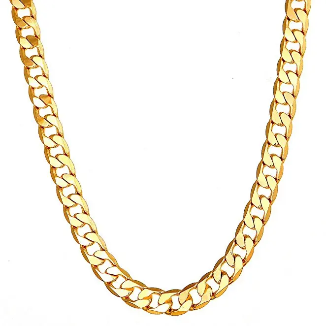 

18k Gold cuban link chain necklace men gold chains