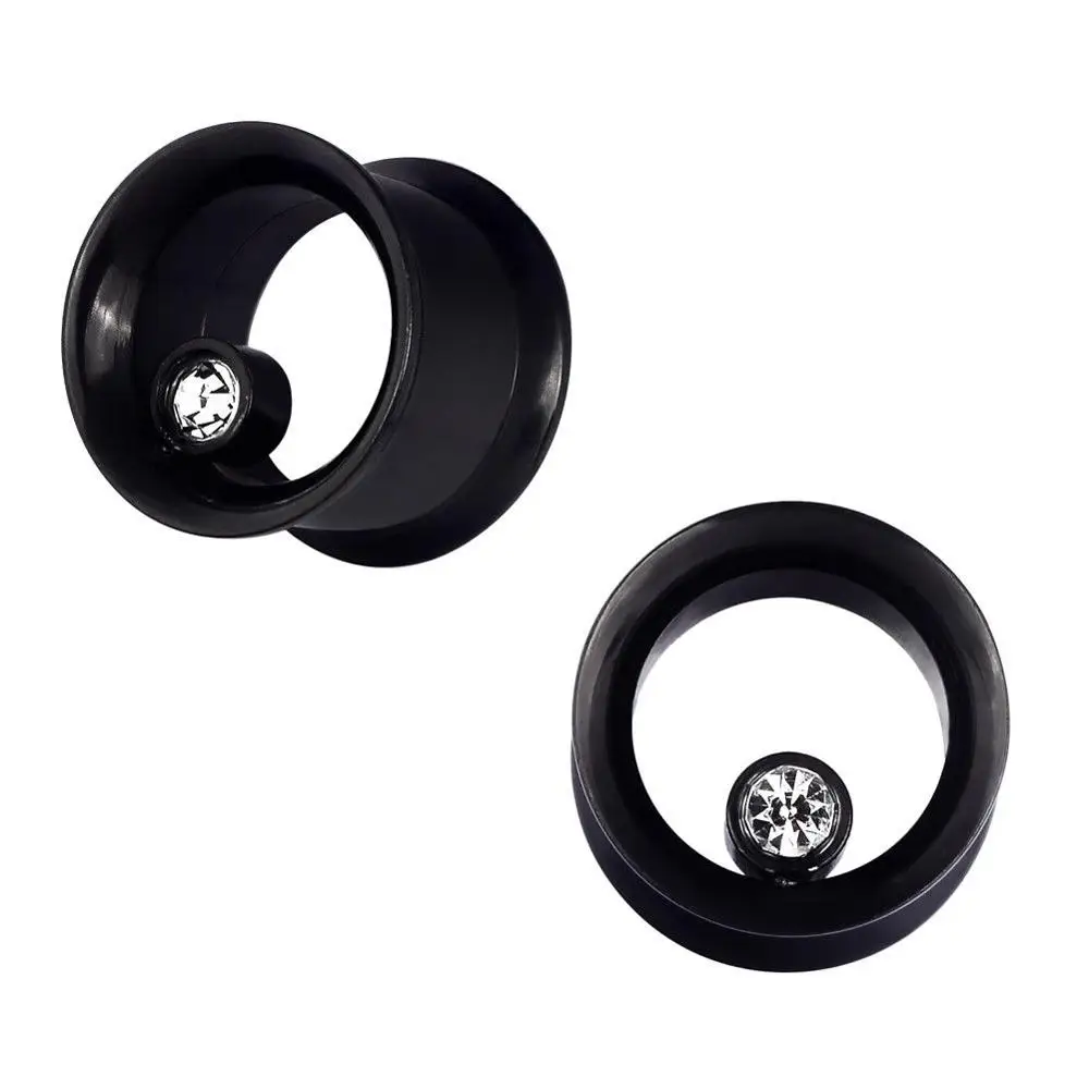 Pierced Owl Black Ultra Thin Silicone Double Flared Saddle Tunnels