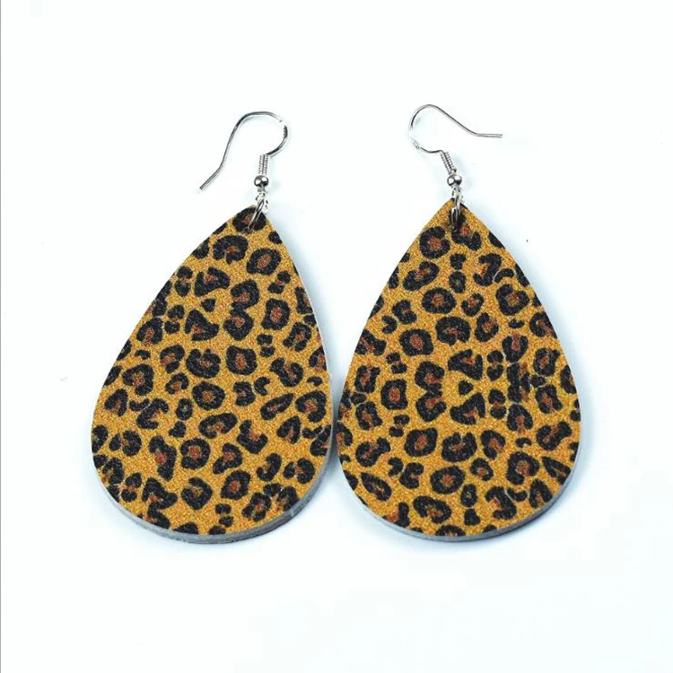 

Handmade Women's Genuine Faux Leather Leaf Teardrop Shape Earrings, Customer's request