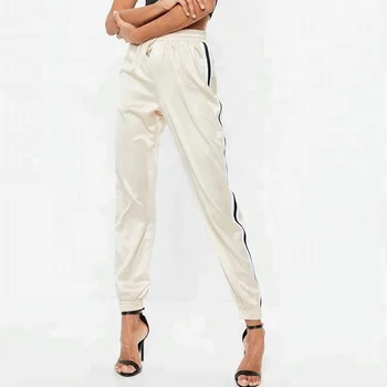 satin side stripe joggers