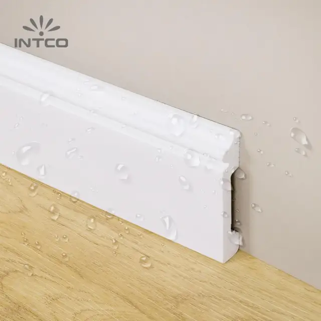 Intco Easy Install Decorative Waterproof White Plastic Baseboard