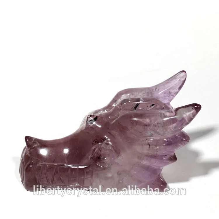 
Natural Amethyst Dragon Skulls Hand Carved Healing Figurine 