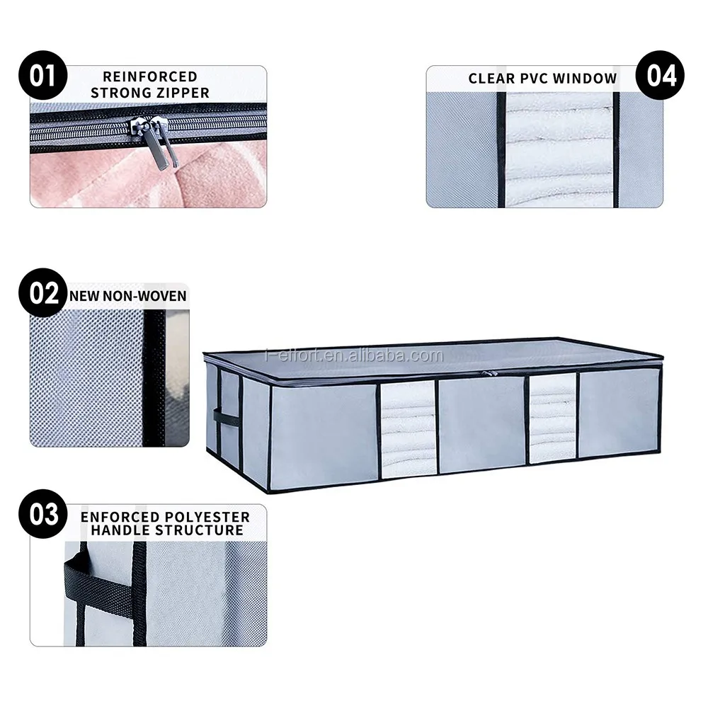 Large Space Saver Comforters Foldable Underbed Storage Bags Blankets Clothes Organizer With