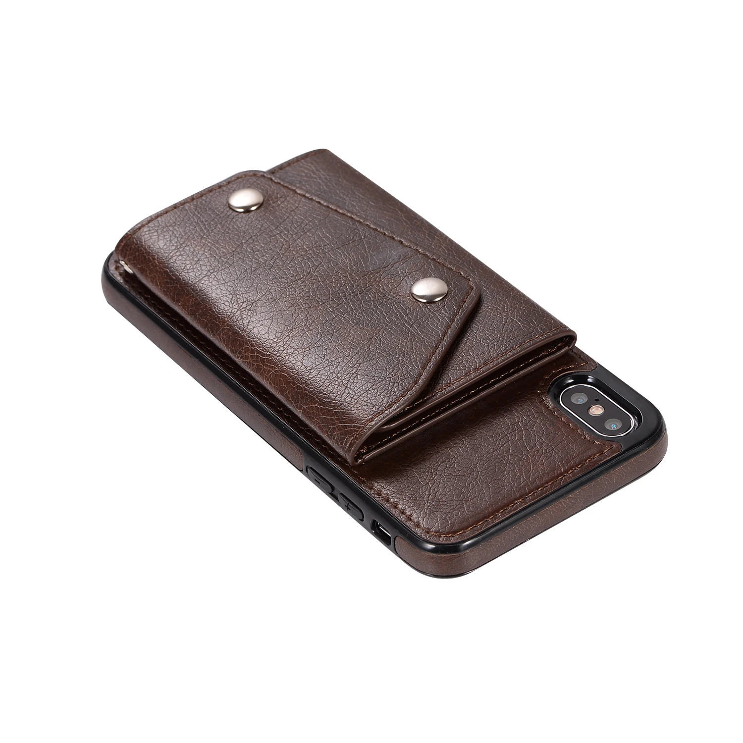 

New Designed Luxury Wallet PU Leather Mobile Phone Case With Card Slot and Hand Strap for iPhone Xs Max Black Brown Rose Gold