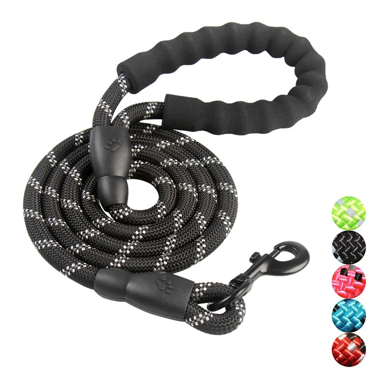 

Amazon High Quality Multi Color Wholesale Reflective Braided Nylon Rope Dog Leash, As picture showed