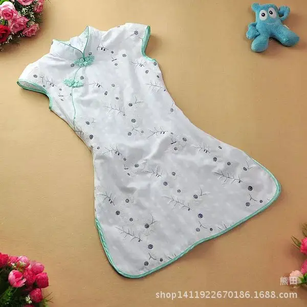
cheongsam dress kids ethnic style traditional Chinese dress for girls summer floral qipao kids girls dress 