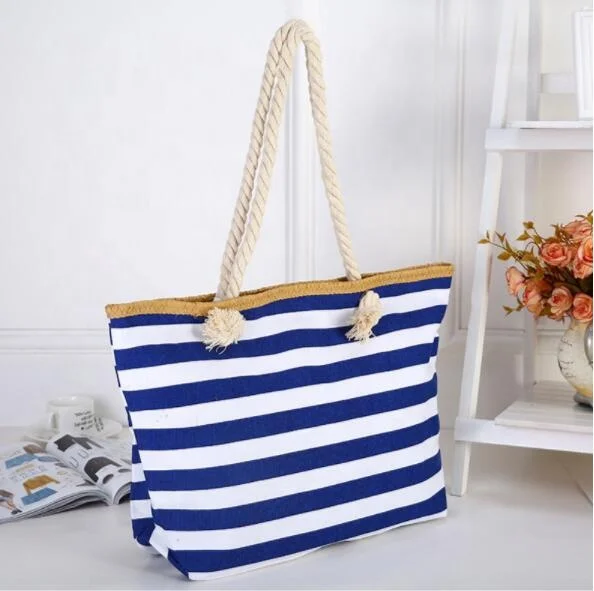 

Navy stripe canvas beach bags