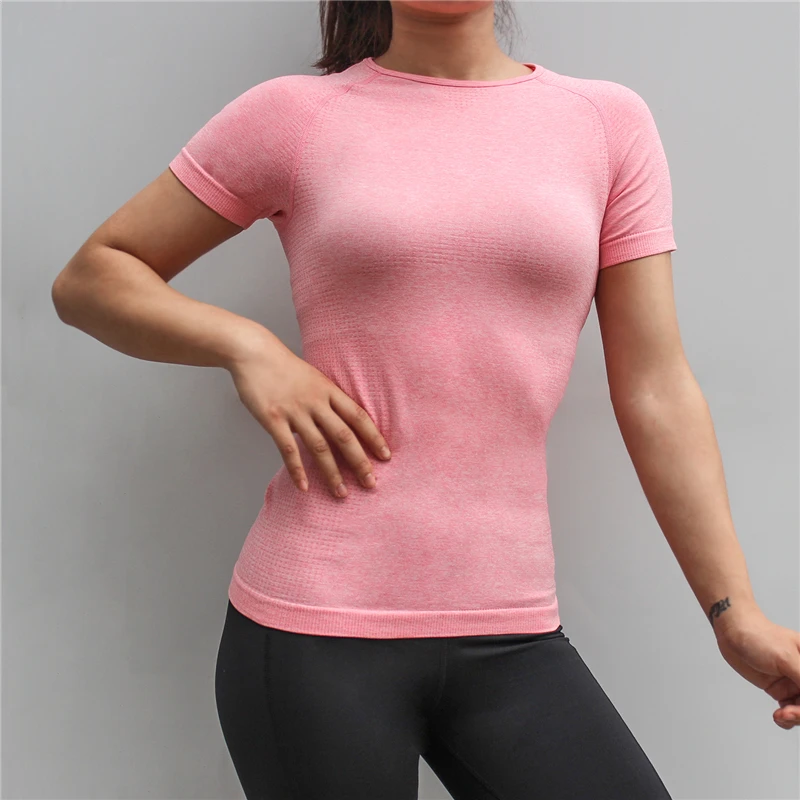 

High Quality Wholesale Women T-shirts New Style Mesh Dry Fit Sport Short Sleeve Fitness Sport Gym Running Yoga T-Shirt, Grey red blue purple